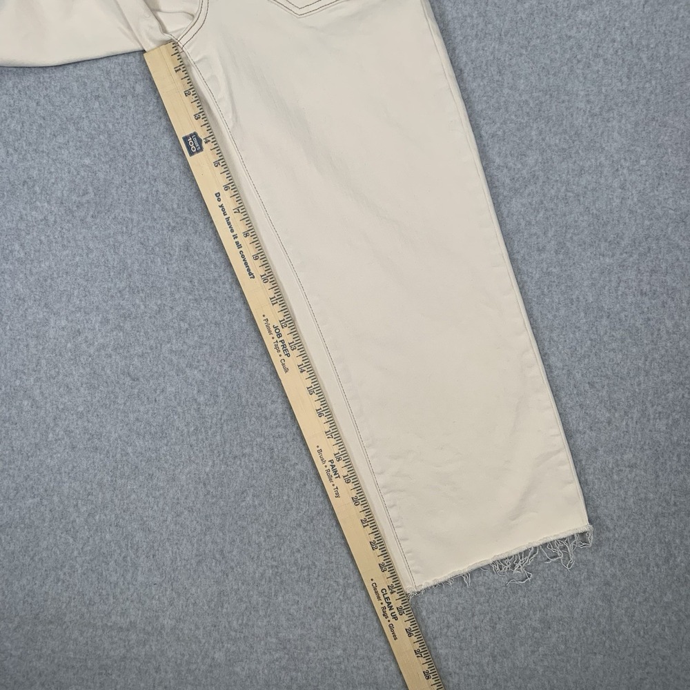 Judy Blue Jeans Garment Dyed Beige Wide Leg Crop Frey Hem Size 1/25 - Picture 15 of 16